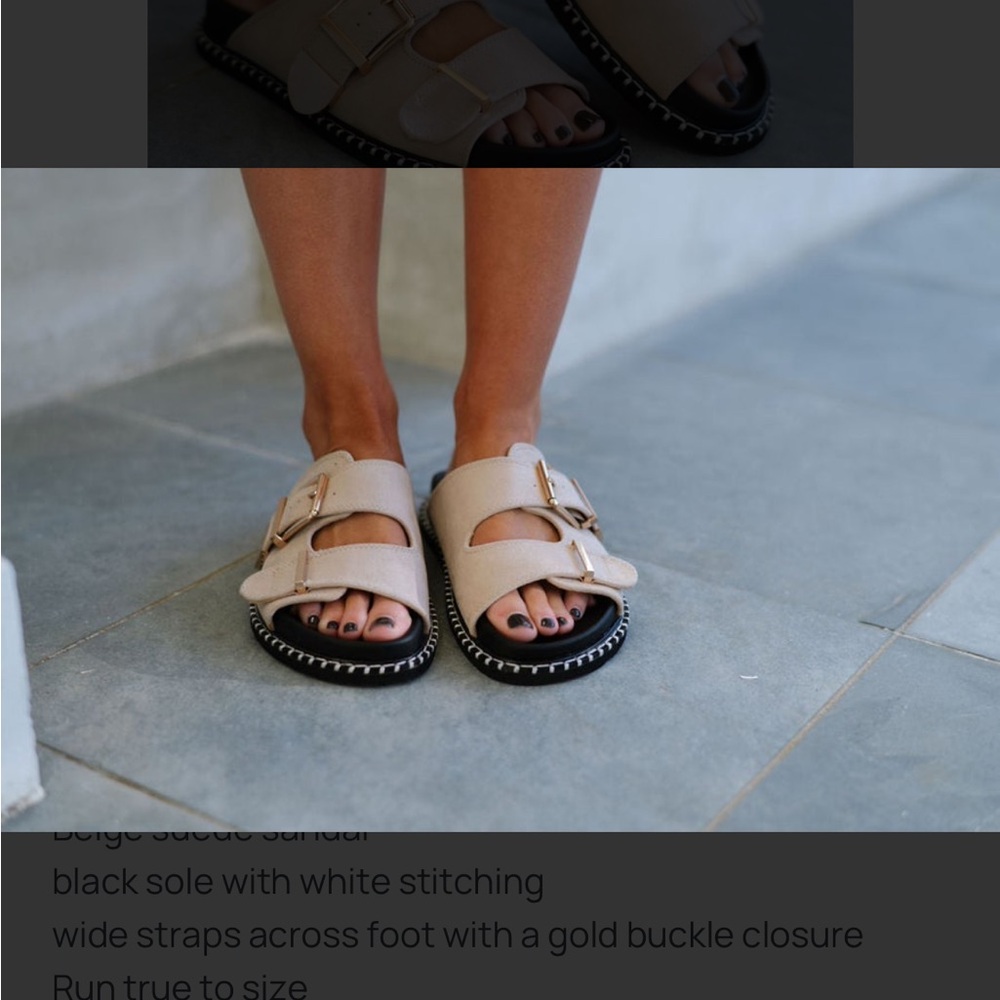 These three boutique charlotte sandal beige suede slides - Picture 4 of 5